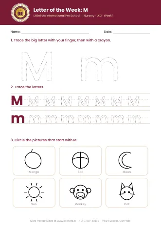 Preview of the Letter of the Week: M worksheet