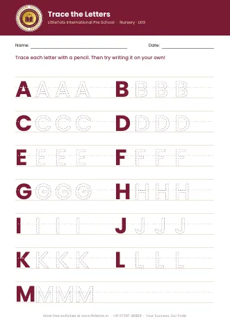 Preview of the Trace the Letters A–Z worksheet